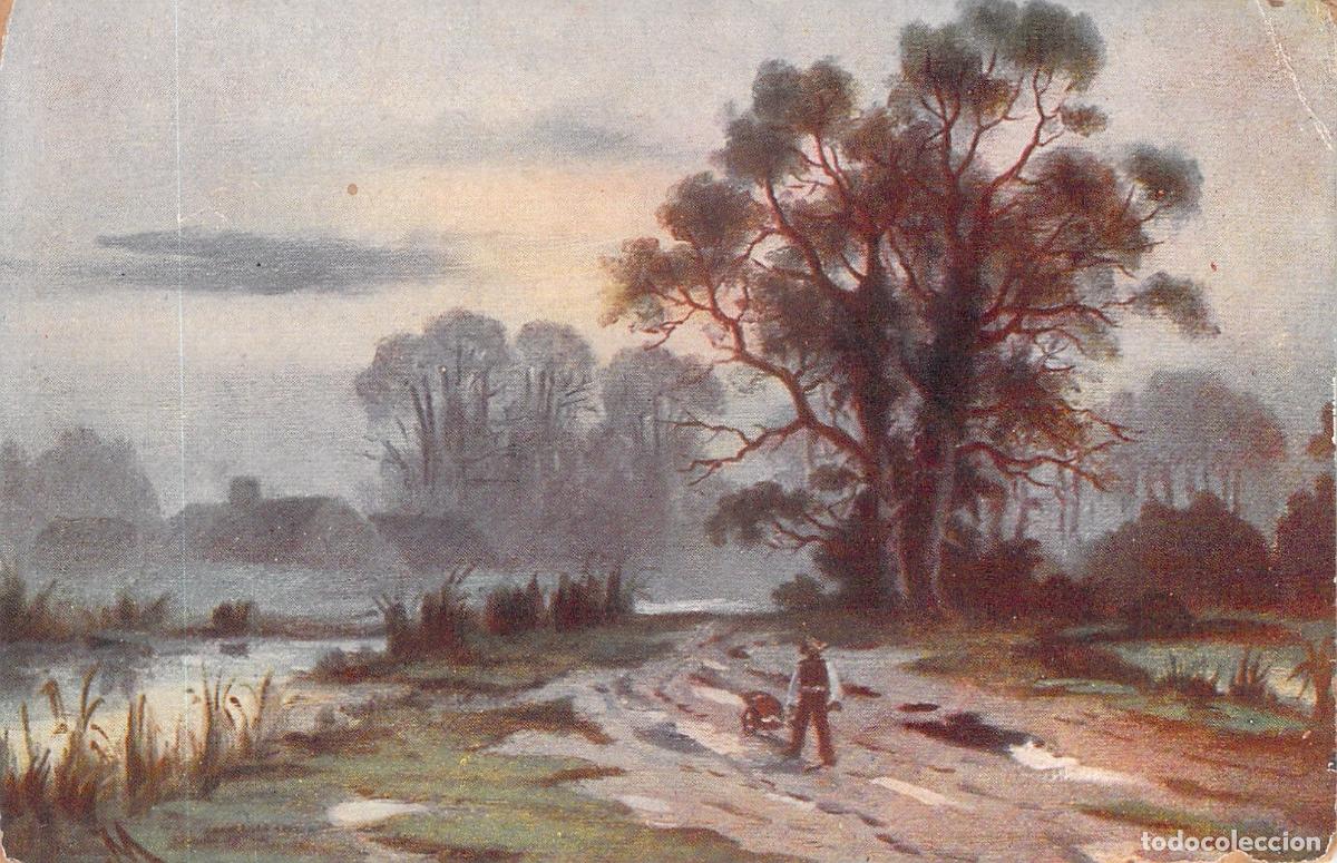 Postales: Postal de paisaje rural con pintura art&iacute;stica