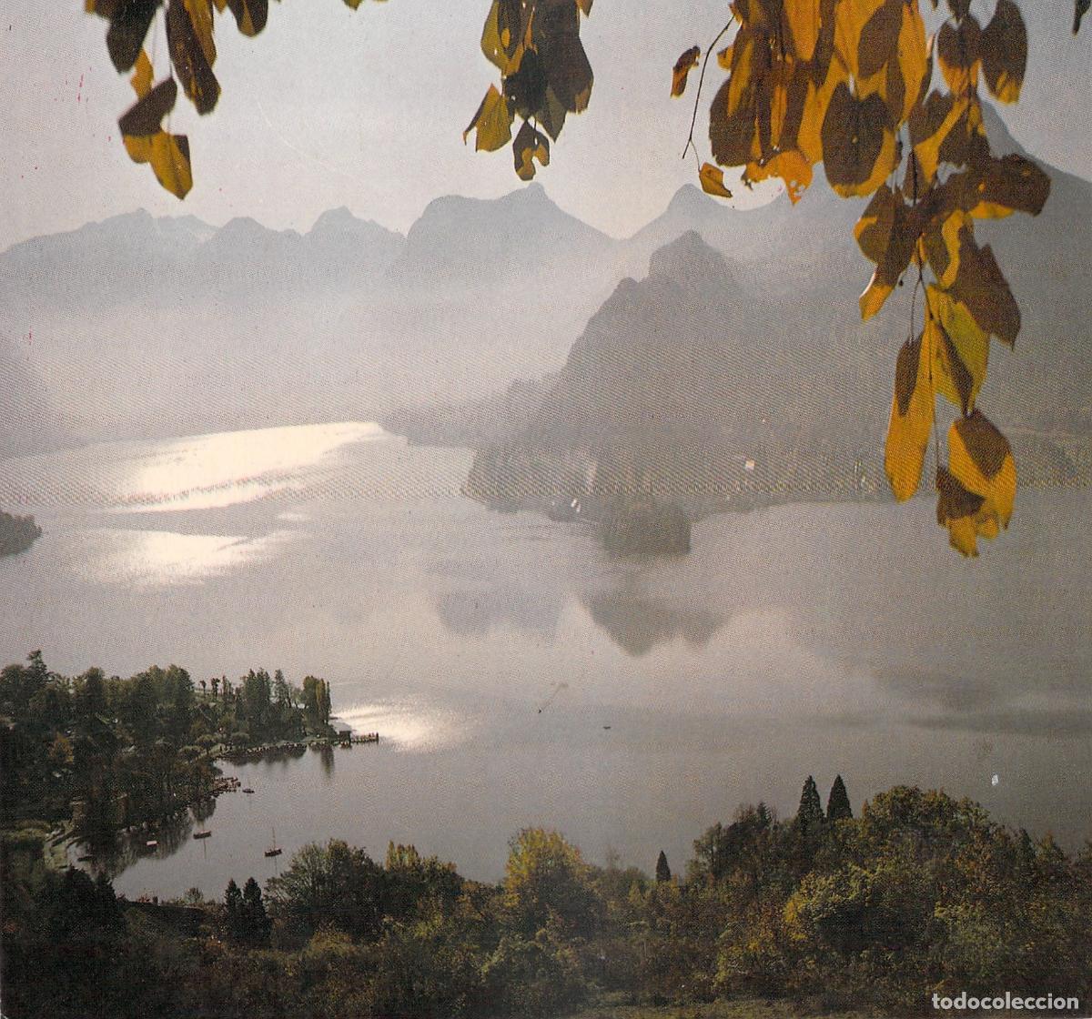 Postales: Postal del Lago de Annecy y el macizo de Bauges en los Alpes franceses