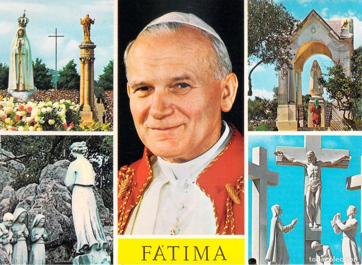Postales: Postal de F&aacute;tima y Papa Juan Pablo II