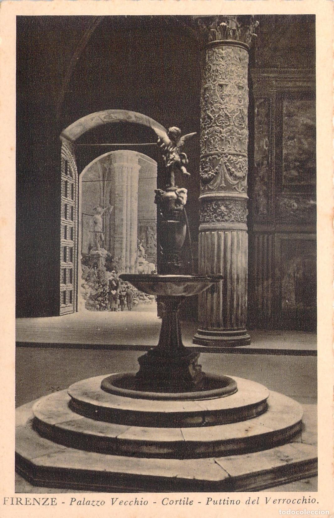 Postales: Postal de Florencia, Cortile del Palazzo Vecchio con fuente de Verrocchio