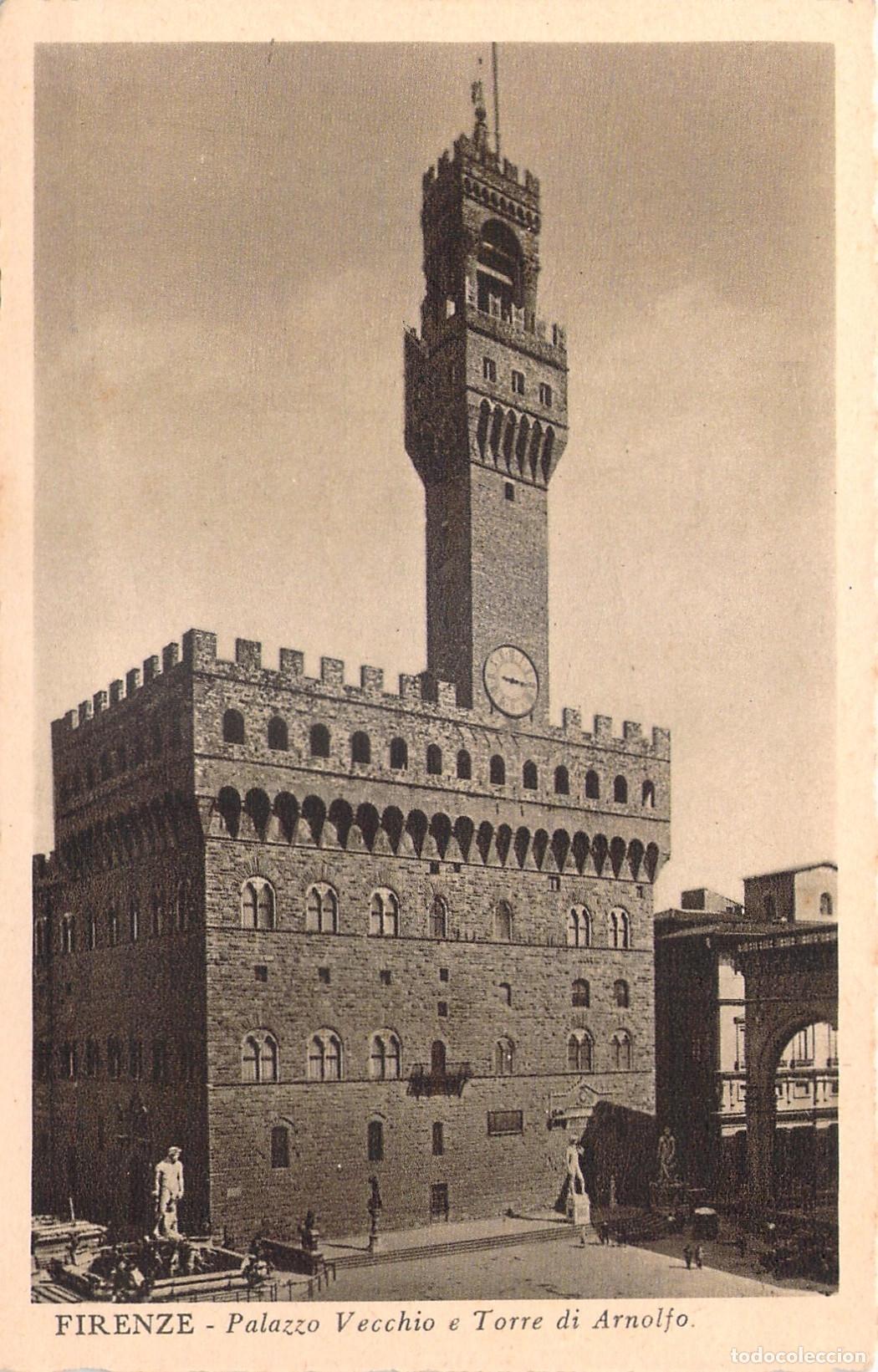 Postales: Postal de Florencia: Palazzo Vecchio y Torre de Arnolfo