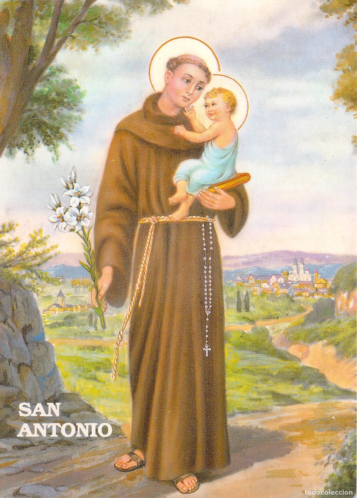 Postales: Postal de San Antonio de Padua con el Ni&ntilde;o Jes&uacute;s