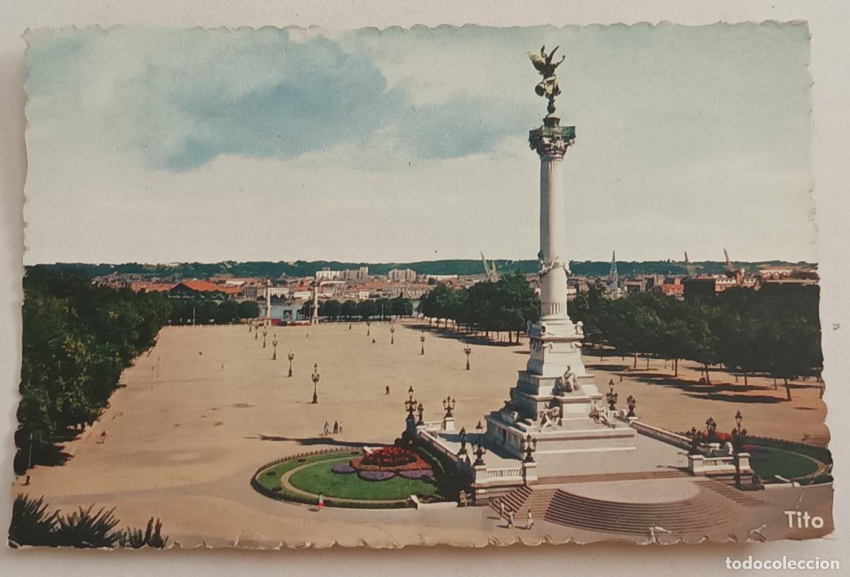 Postales: BURDEOS (FRANCIA). PLACE DES QUINCONCES ET MONUMENT DES GIRONDINS - FRANQUEO