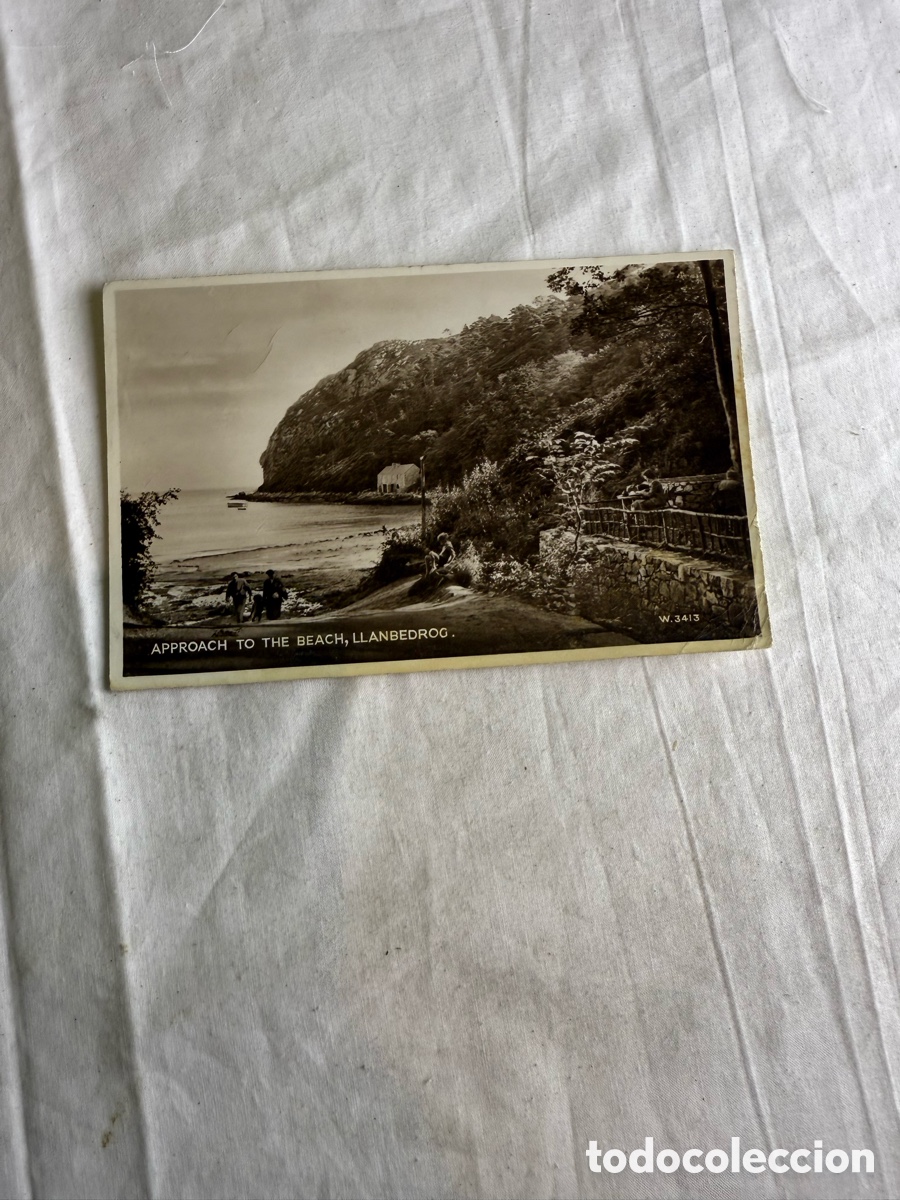 Postales: Postal antigua Llanbedrog Gales &ndash; Approach to the Beach &ndash; Circulada 1954