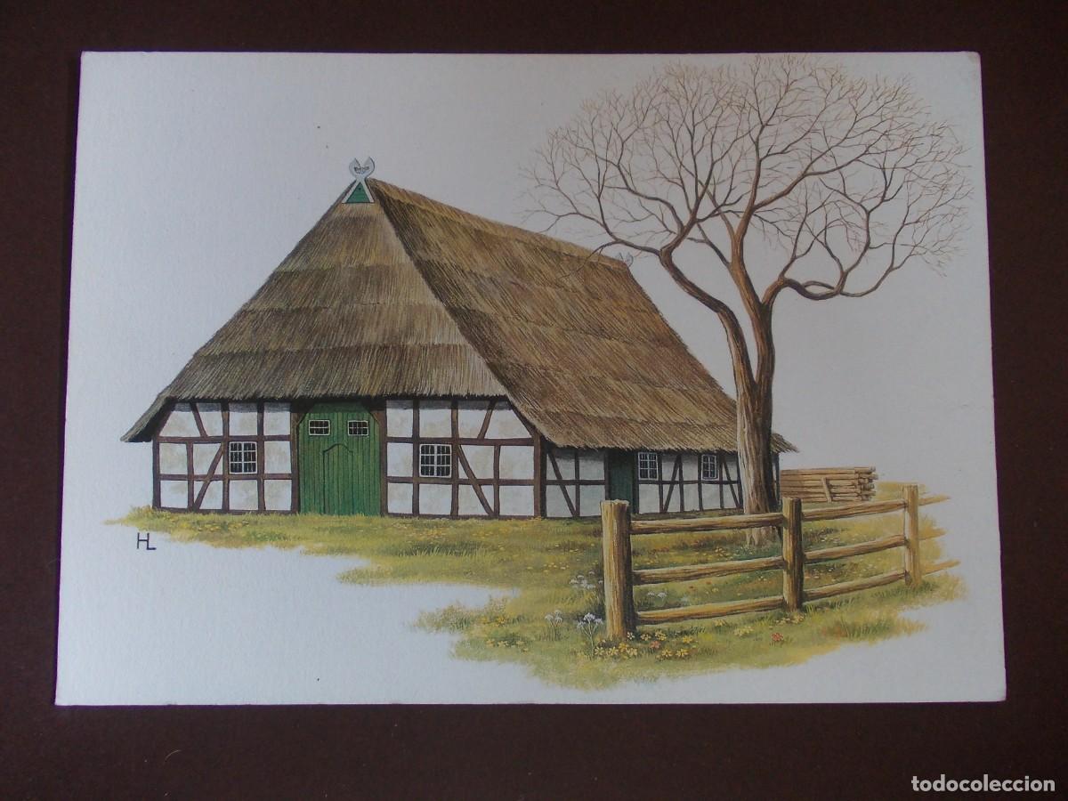 Postkarten: Postal Lise Hoff Lauenburgisches Bauernhaus Serie H&auml;user Katen Scheunen granja alemana rural