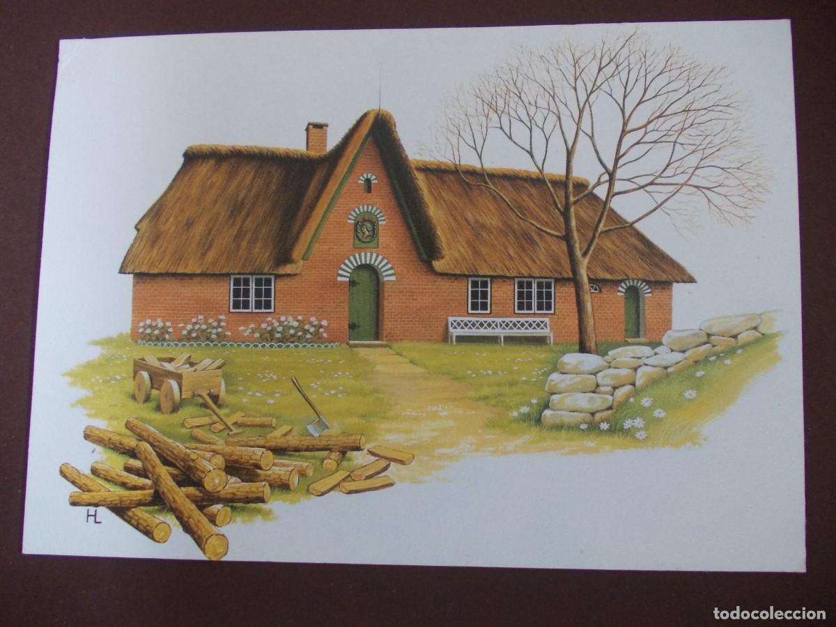 Postkarten: Postal Lise Hoff Friesenhaus mit Galionsfigur Serie H&auml;user Katen Scheunen casa frisia tradicional ar