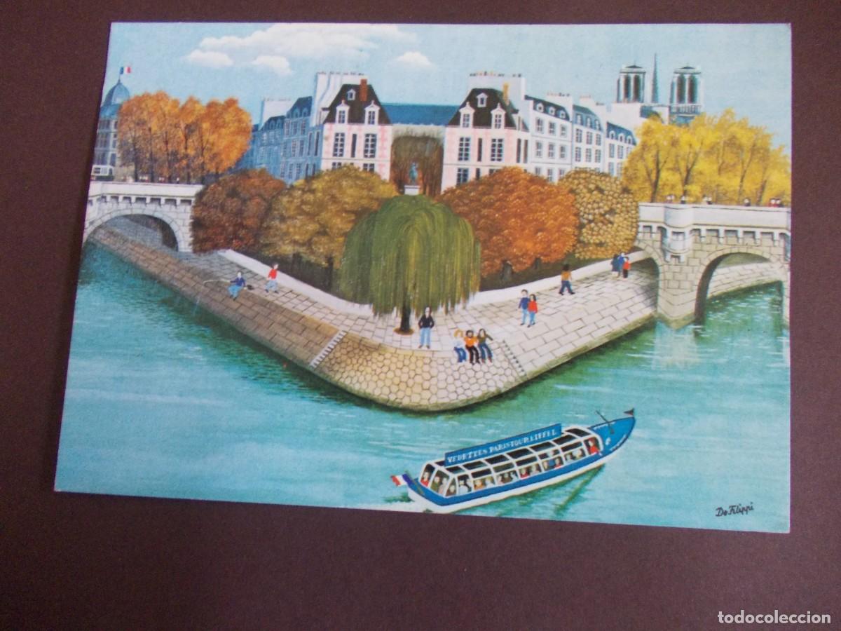 Postkarten: Postal Paris, le Vert Galant Vedettes Paris Tour Eiffel Serge de Filippi escena parisina ciudad