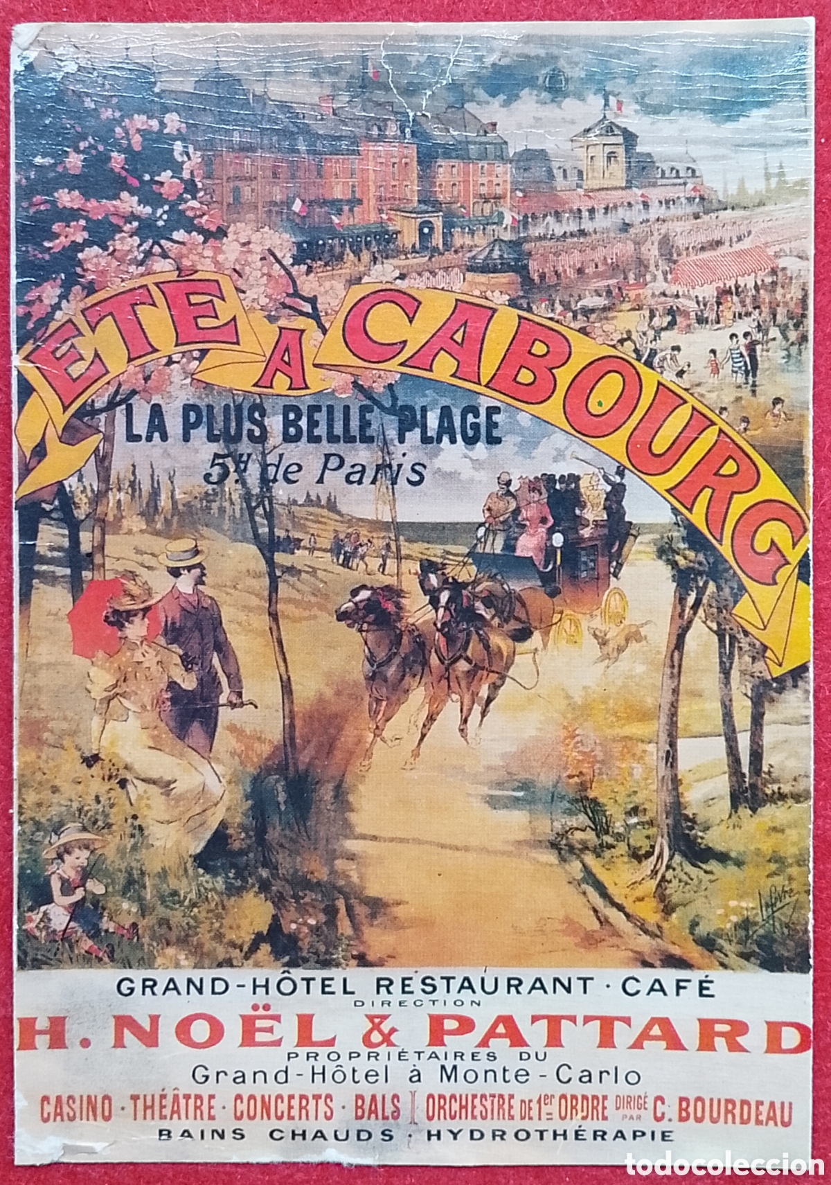 Postales: Postal Grand-H&ocirc;tel Restaurant Caf&eacute; Cabourg - Publicidad Vintage H. No&euml;l & Pattard