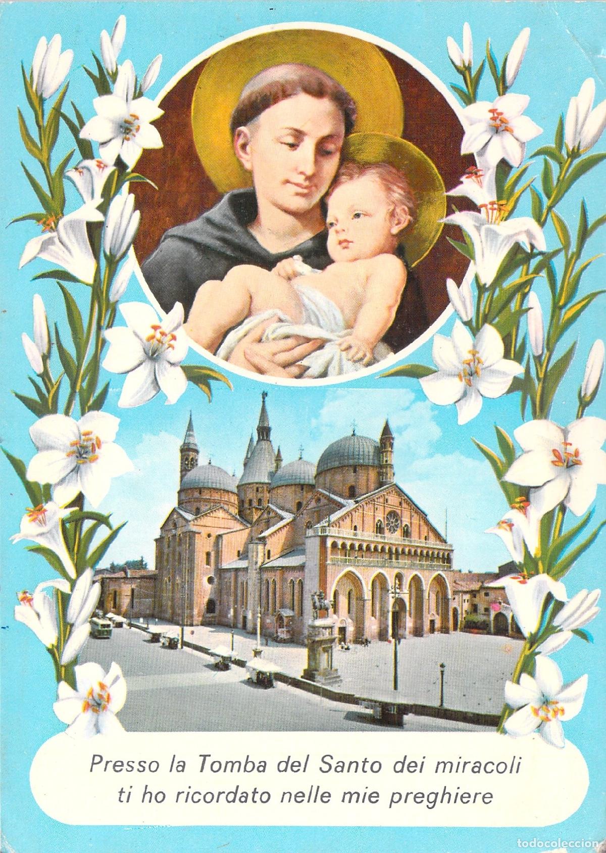 Cartes Postales: Postal de la Bas&iacute;lica de San Antonio en Padua con lirios