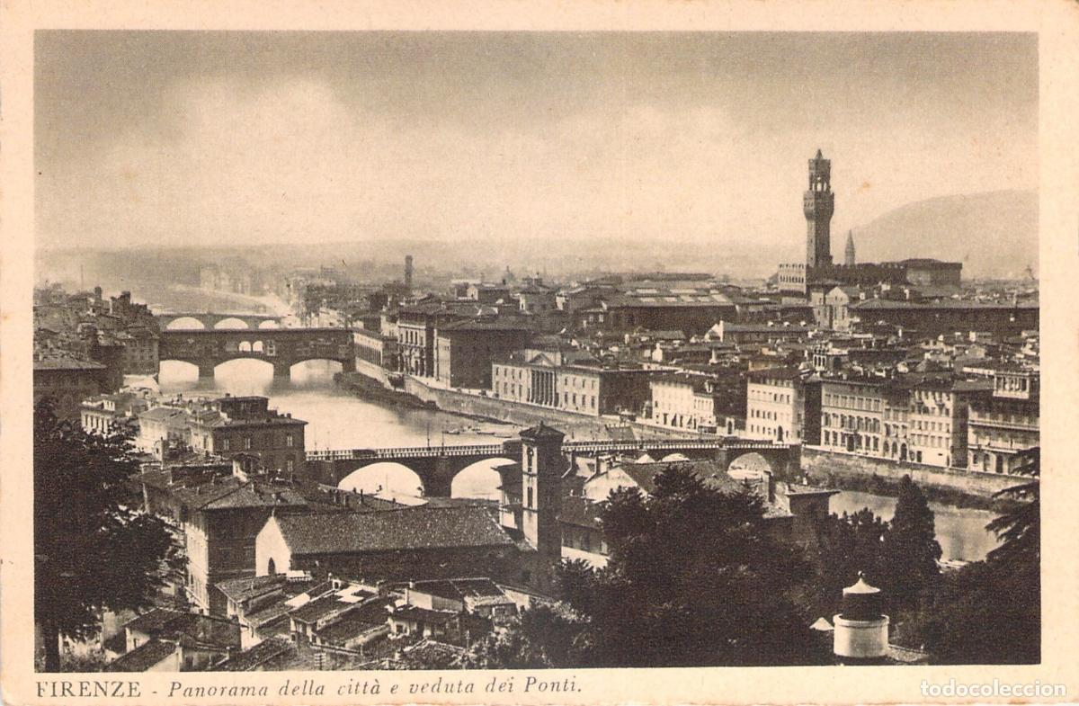 Postales: Postal de Florencia: Vista panor&aacute;mica de la ciudad y los puentes