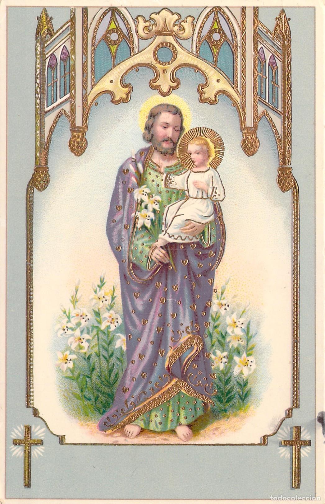 Postales: Postal religiosa de San Jos&eacute; con el Ni&ntilde;o Jes&uacute;s