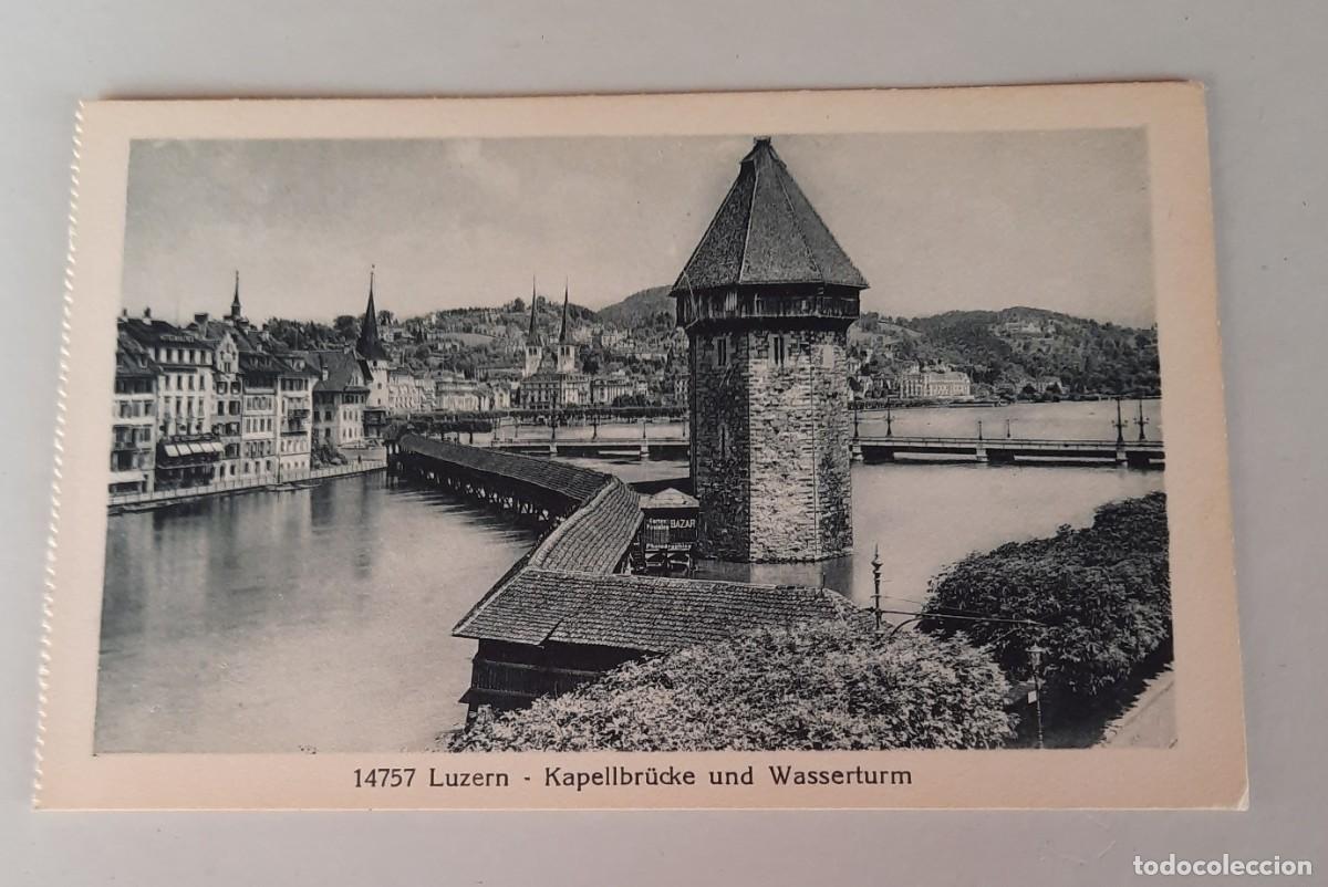 Postkarten: Suiza/Switzerland Luzern, Black&White - Kapellbr&uuml;cke und Wasserturm