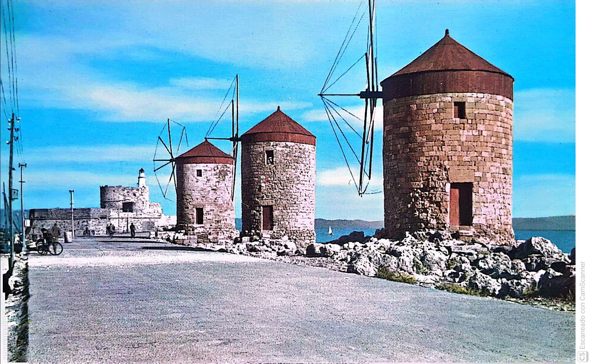 Postales: Rodas (Grecia). 6 Los Molinos. Nueva. Color