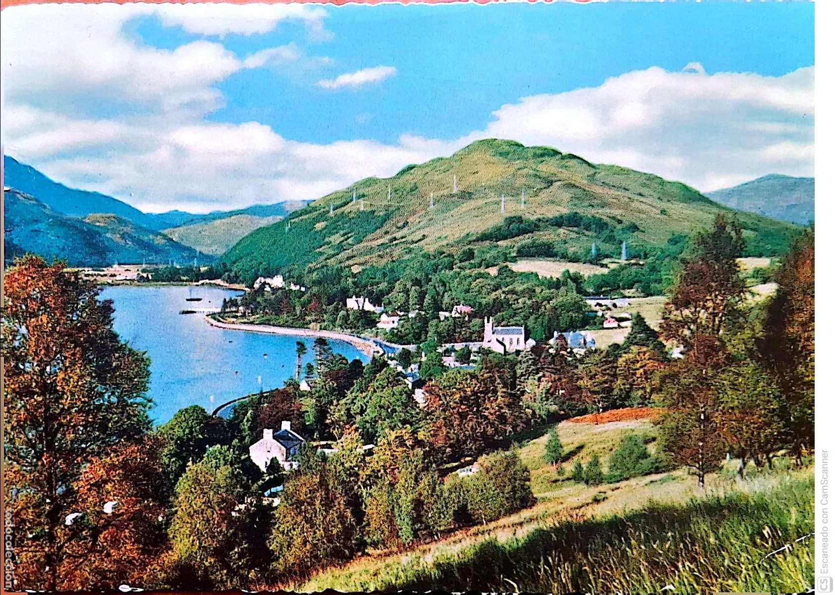 Postales: Arrochar (Escocia). Head of Loch Long. Usada con sello. Color