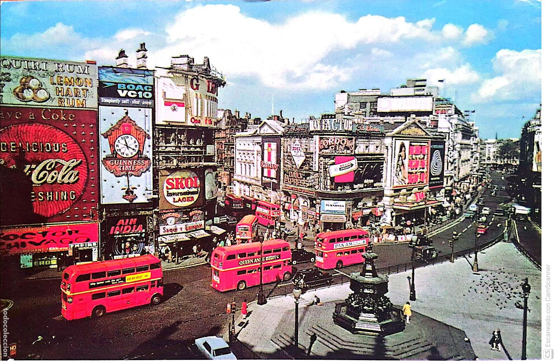 Postales: Londres. Klv 99 Piccadilly Circus. Usada con sello. Color