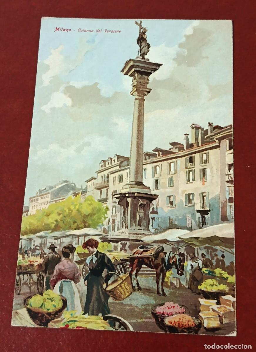 Postales: POSTAL COLOREADA LA COLUMNA DE VERZIERE - MIL&Aacute;N - ITALIA CIRCA 1900