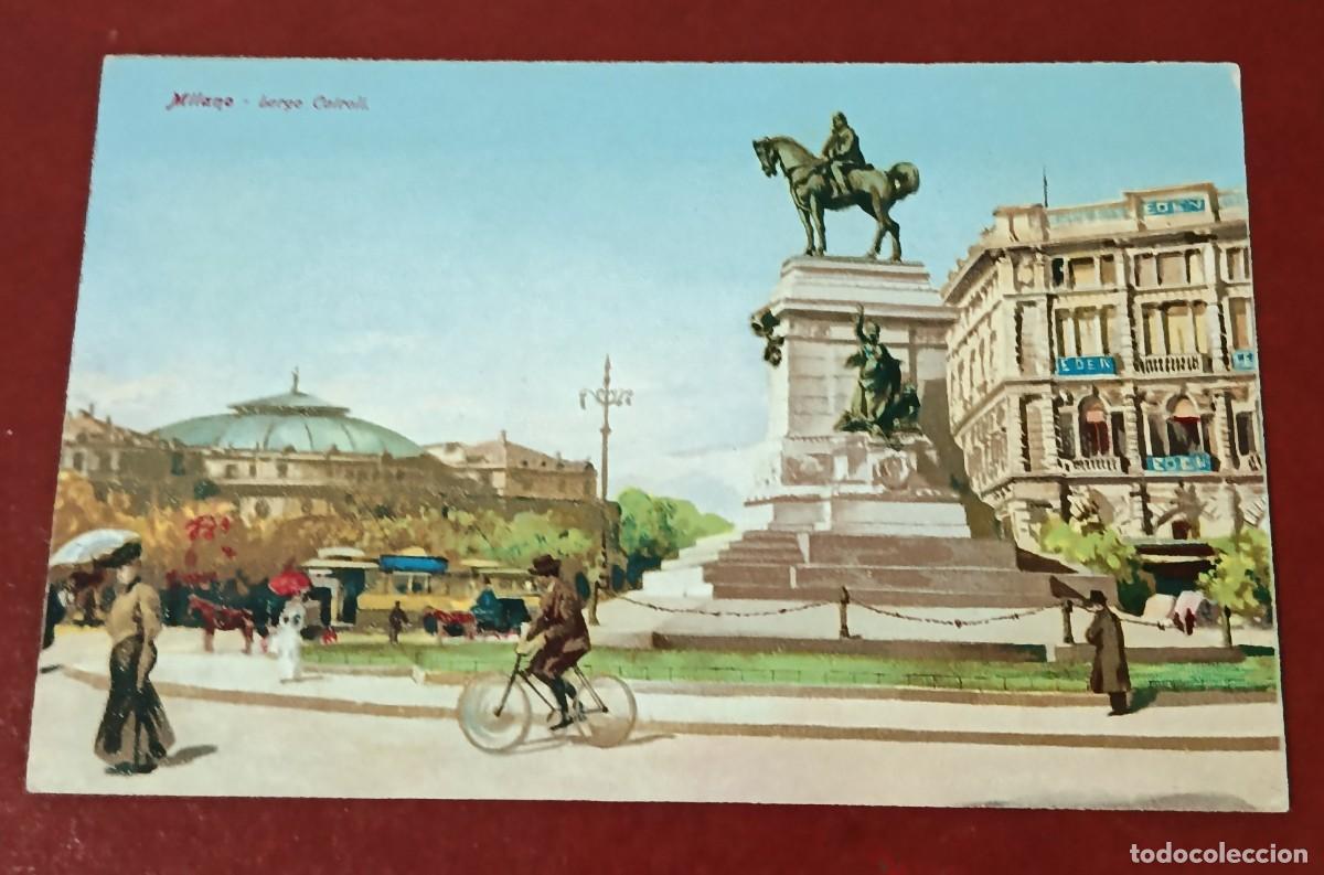 Postales: POSTAL COLOREADA MONUMENTO A LARGO CAIROLI - MIL&Aacute;N - ITALIA CIRCA 1900