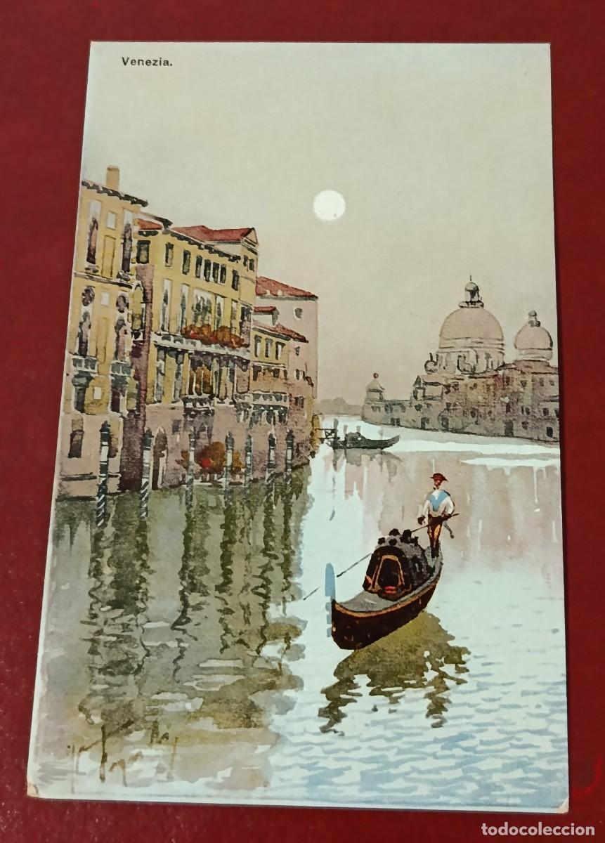 Postales: POSTAL ILUSTRADA GRAN CANAL DE VENECIA - G&Oacute;NDOLA Y CUPULA BASILICA SANTA MARIA DELLA SALUTE - ITALIA