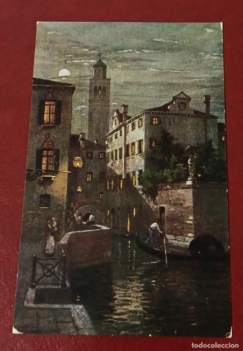 Postales: POSTAL ILUSTRADA VISTA NOCTURNA DEL CANAL DE VENECIA - ITALIA