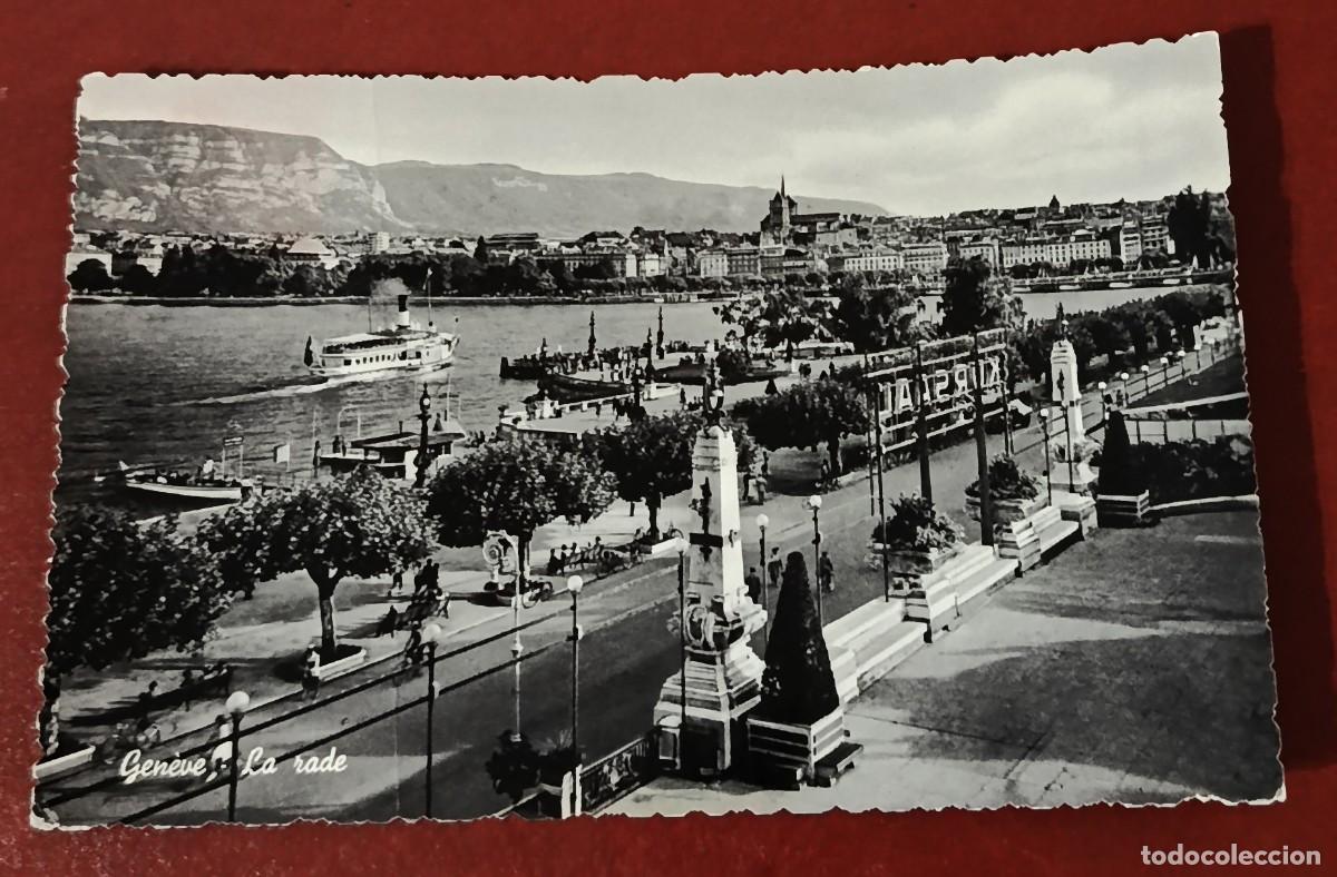 Postales: POSTAL BLANCO Y NEGRO DE GENEVE - LA RADA DE GINEBRA - SUIZA 1960