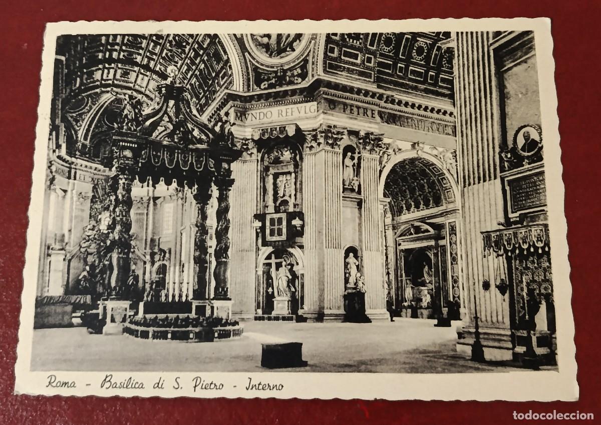 Postcards: POSTAL BLANCO Y NEGRO INTERIOR BAS&Iacute;LICA DE SAN PEDRO - CIUDAD DEL VATICANO - ROMA - ITALIA 1950