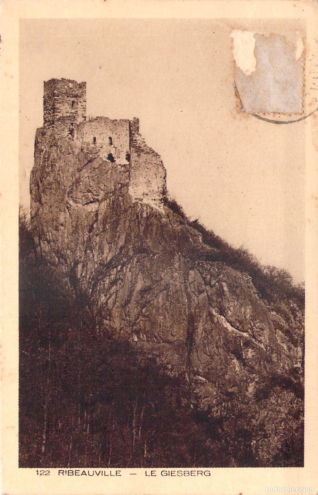 Postales: Postal de las ruinas del Castillo de Giesberg en Ribeauvill&eacute;