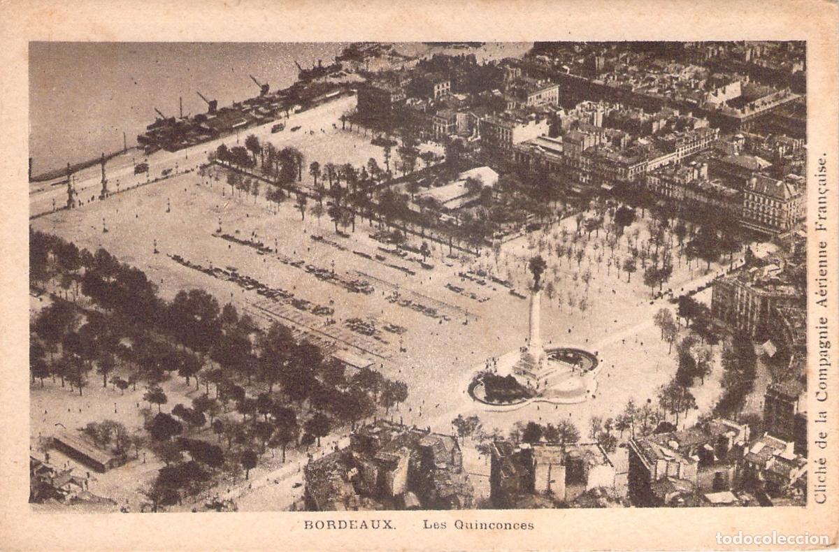 Postales: Postal de Bordeaux, vista a&eacute;rea de la Plaza de los Quinconces