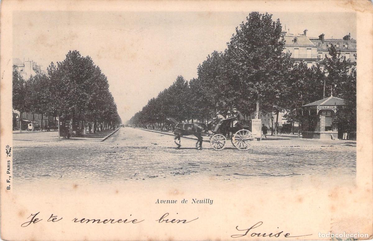Postales: Postal de Avenue de Neuilly, Francia con carruaje