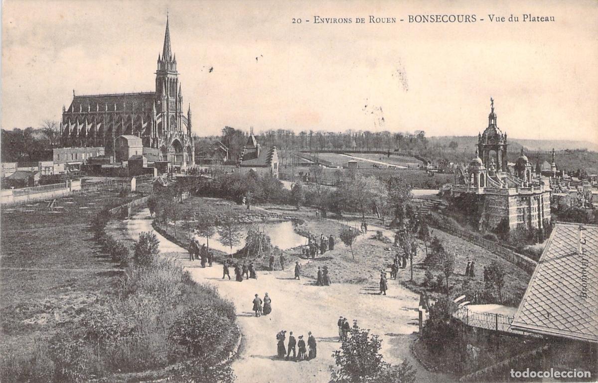 Postkarten: Postal de la Bas&iacute;lica de Bonsecours, vista del plateau en Rouen