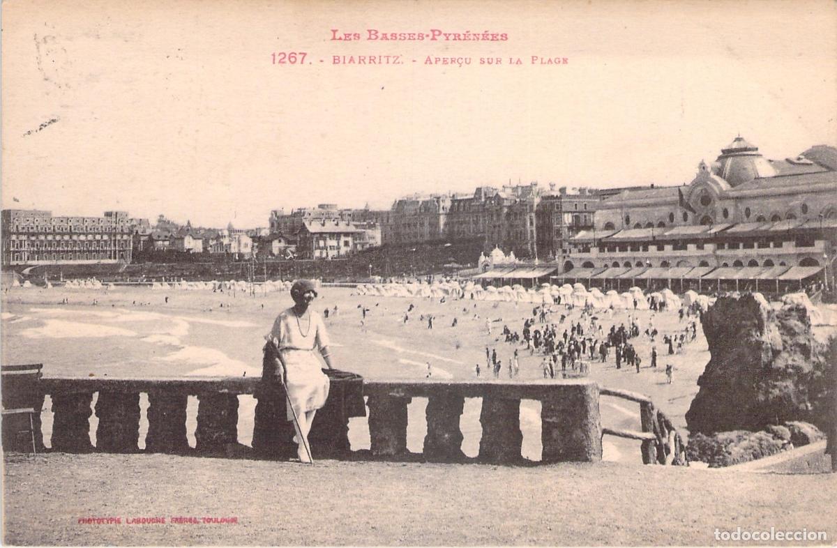 Postais: Postal de Biarritz Vista de la Playa en Francia