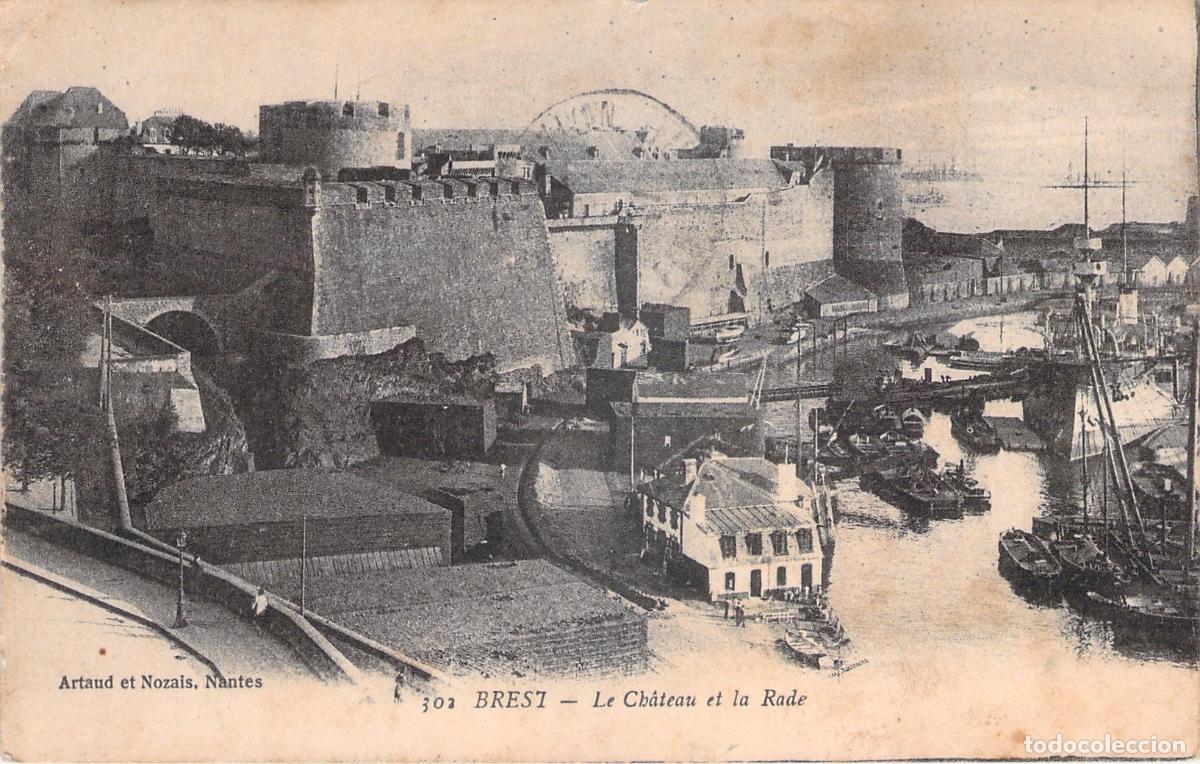 Postkarten: Postal de Brest con Vista al Castillo y Puerto