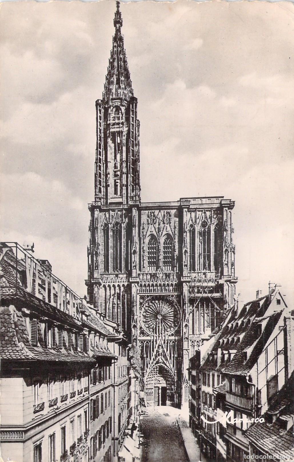 Cartoline: Postal de la Catedral de Estrasburgo y Rue Merci&egrave;re
