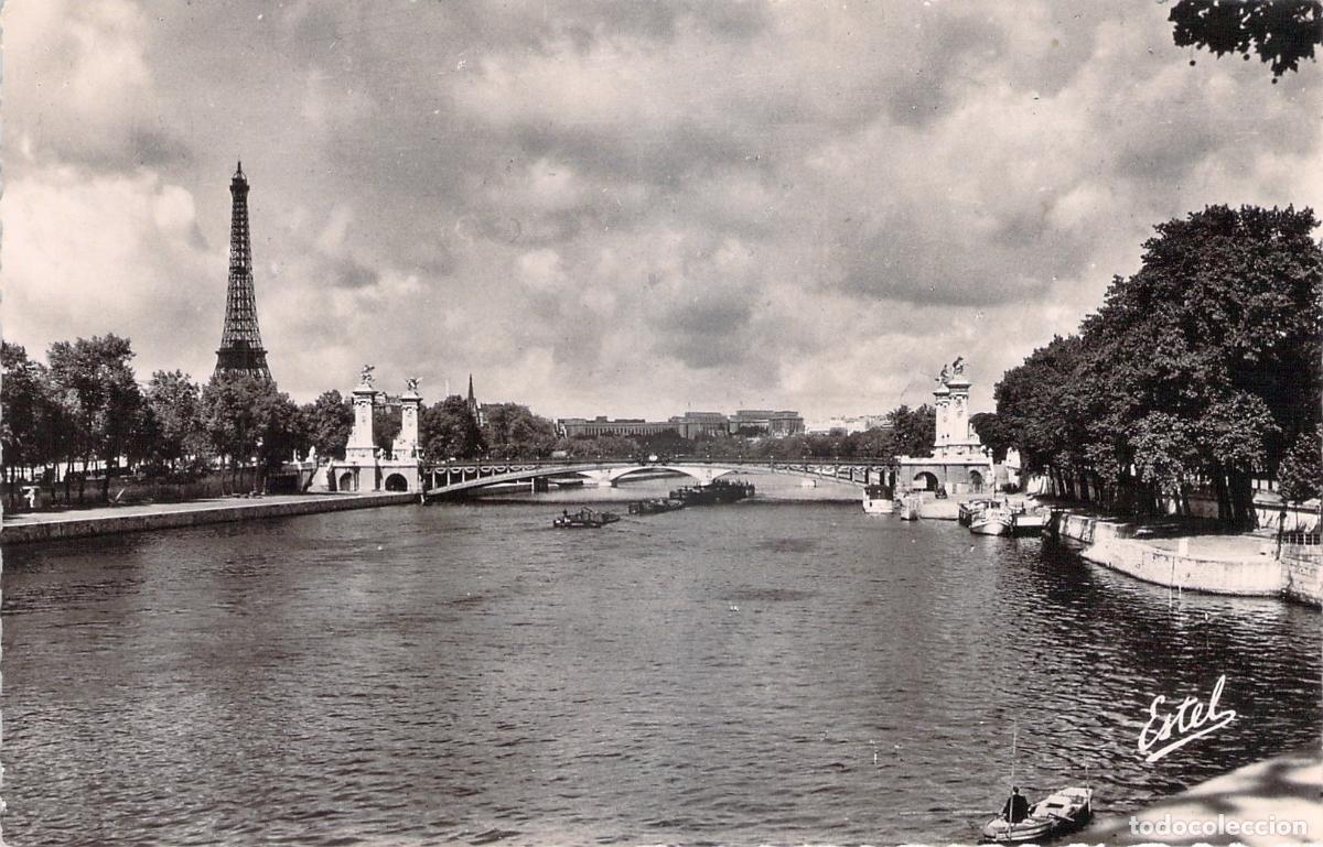 Postales: Postal de Paris: Pont Alexandre III y la Torre Eiffel