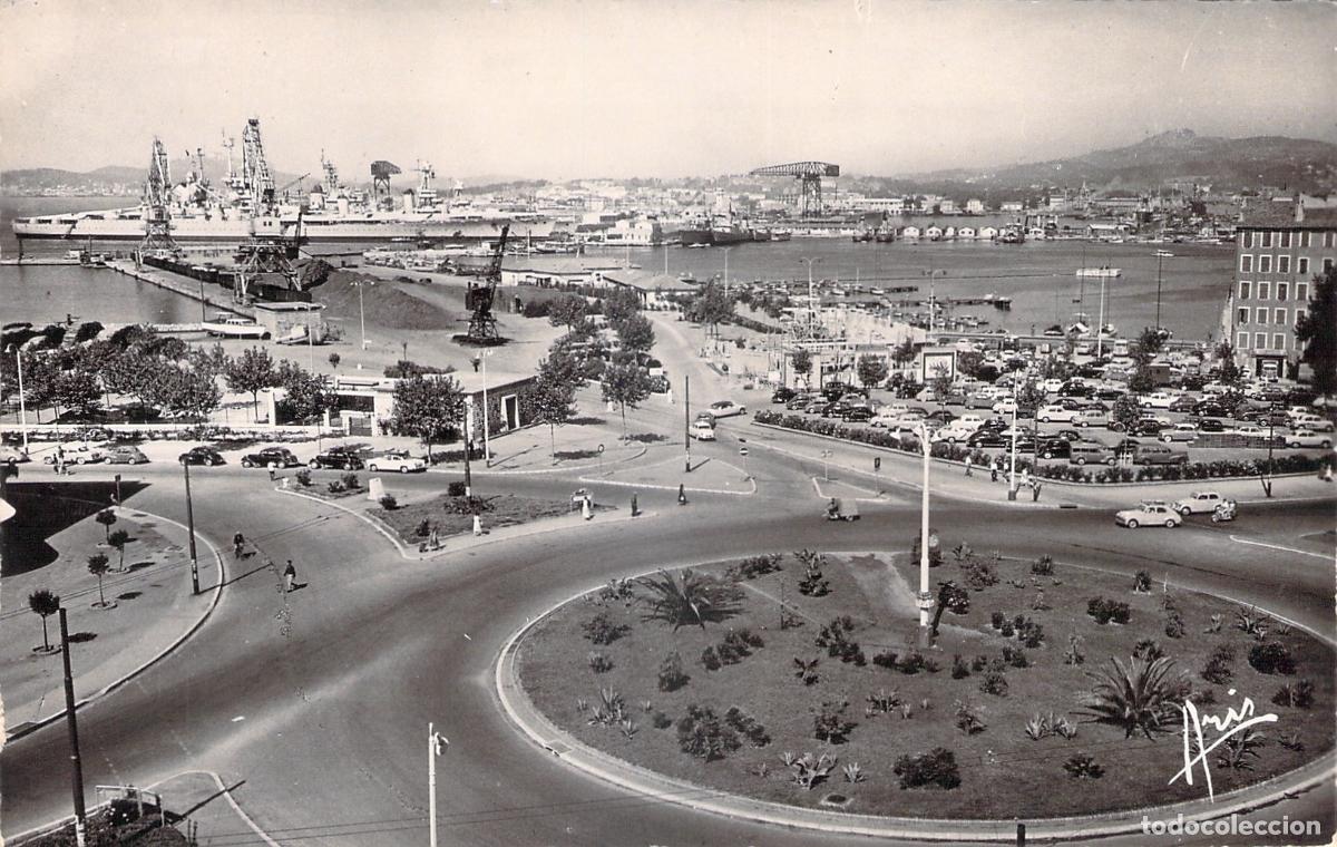 Postales: Postal de Toulon Francia Rond-Point Napol&eacute;on y Vista del Puerto