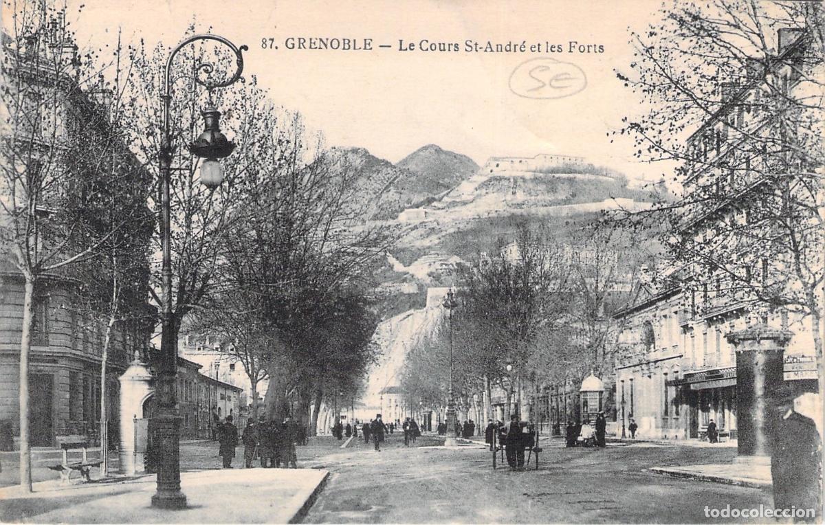 Cartes Postales: Postal de Grenoble: Le Cours St-Andre y los Fuertes de la ciudad