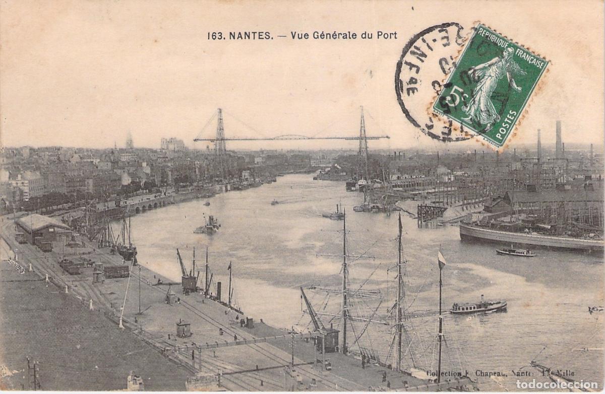 Postales: Postal de Nantes, vista general del puerto con barcos