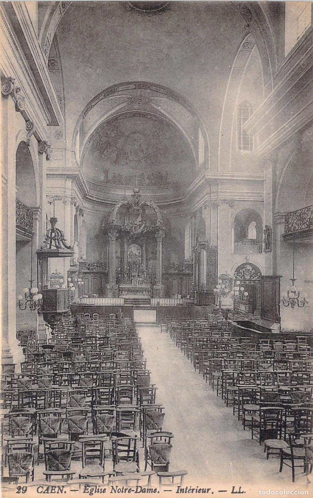 Cartoline: Postal de Caen Francia Interior de la Iglesia Notre-Dame
