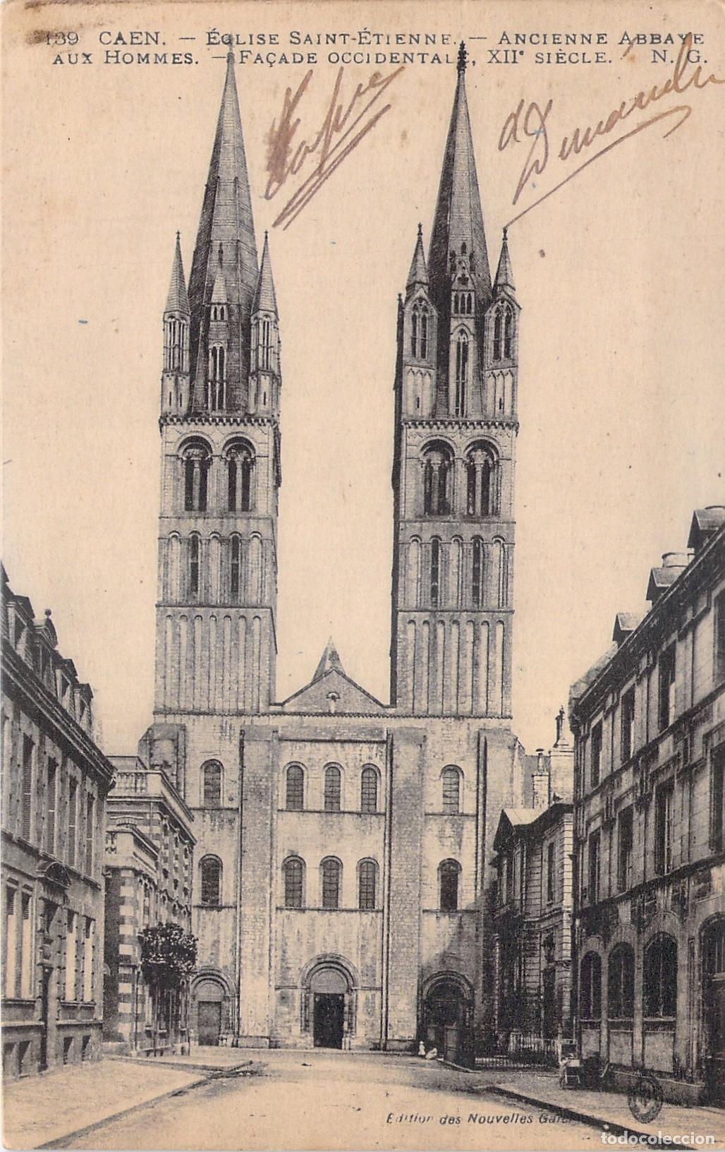 Cartoline: Postal de la Iglesia Saint-Etienne en Caen, Francia
