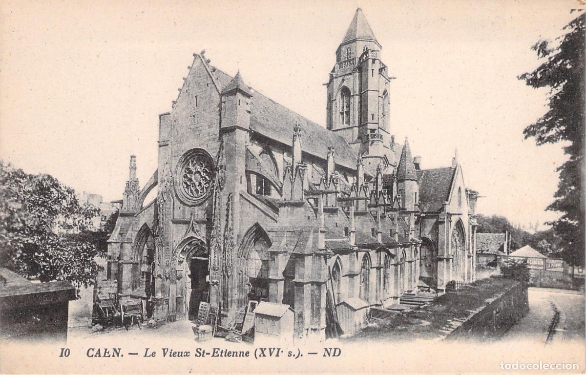 Postales: Postal de la iglesia Saint-Etienne en Caen, Francia