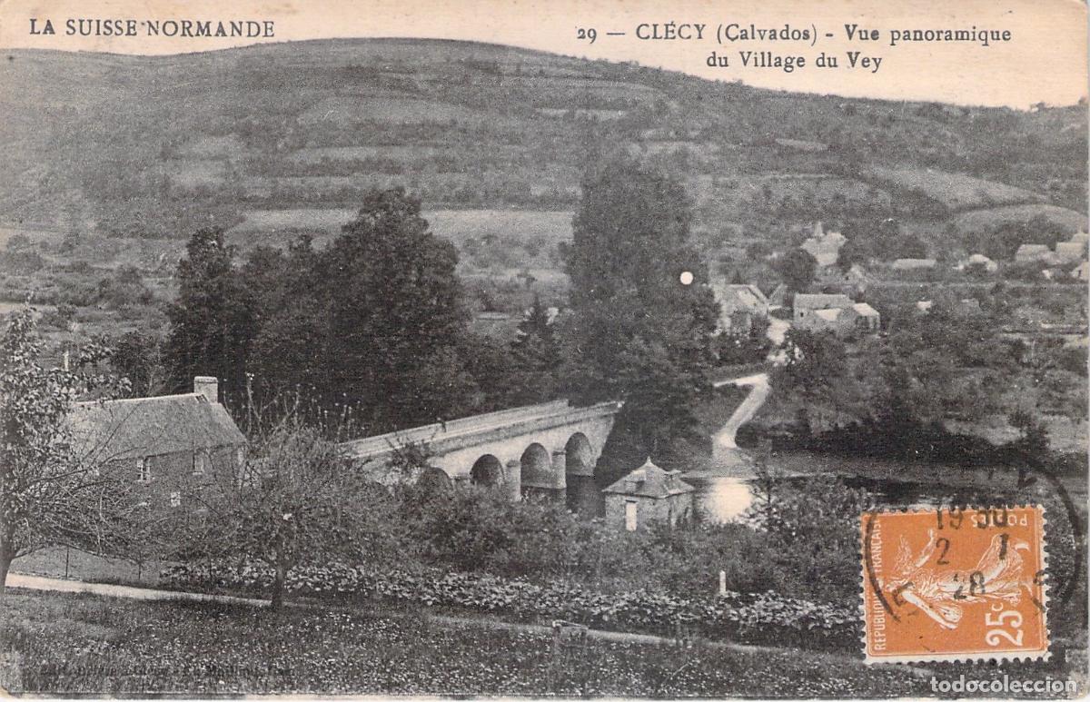 Postales: Postal de Cl&eacute;cy en Normand&iacute;a Francia con vista panor&aacute;mica del pueblo Le Vey