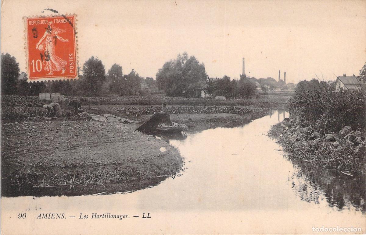 Postales: Postal de los famosos jardines flotantes Hortillonnages en Amiens, Francia