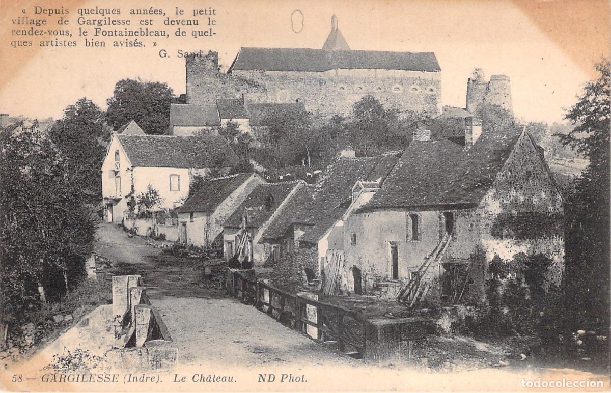 Cartoline: Postal de Gargilesse con vista al castillo en Francia