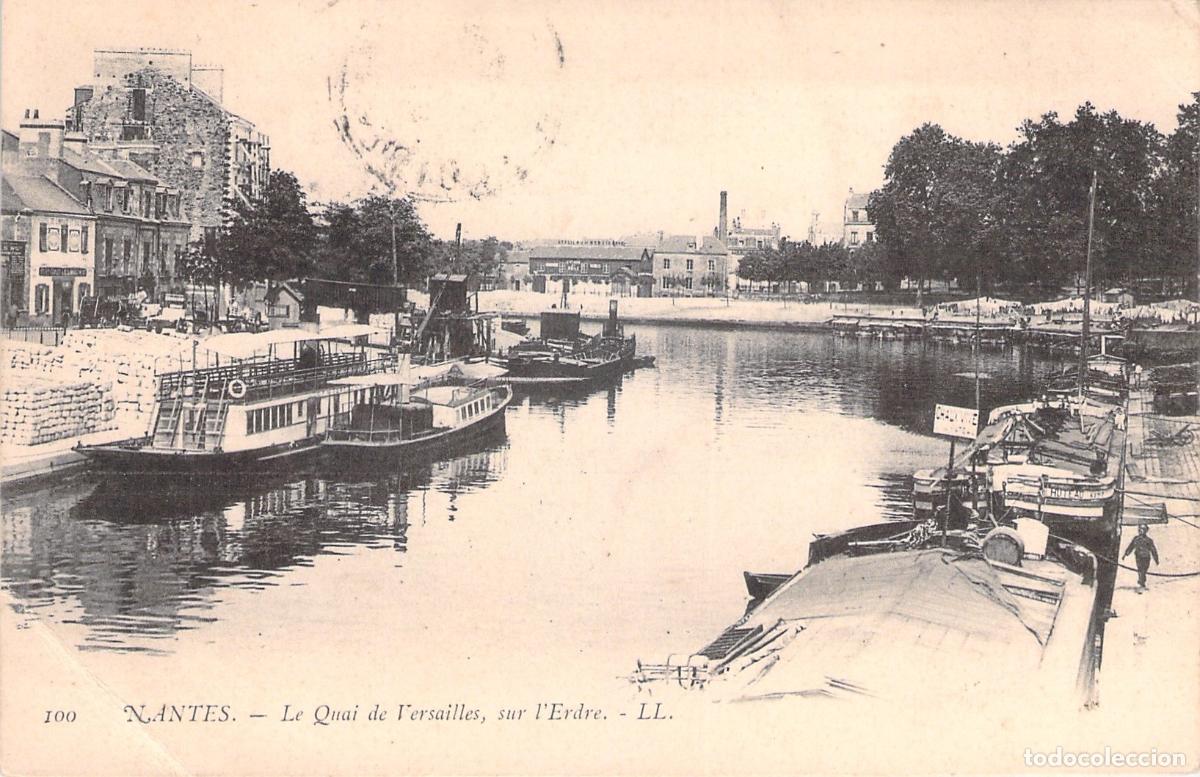 Cartoline: Postal de Nantes, Quai de Versailles sobre el r&iacute;o Erdre
