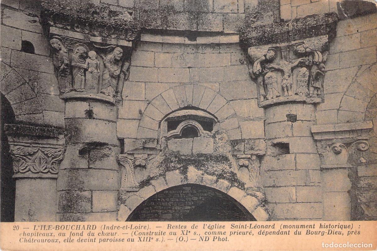 Postais: Postal antigua de la Iglesia Saint-L&eacute;onard en L'Ile-Bouchard