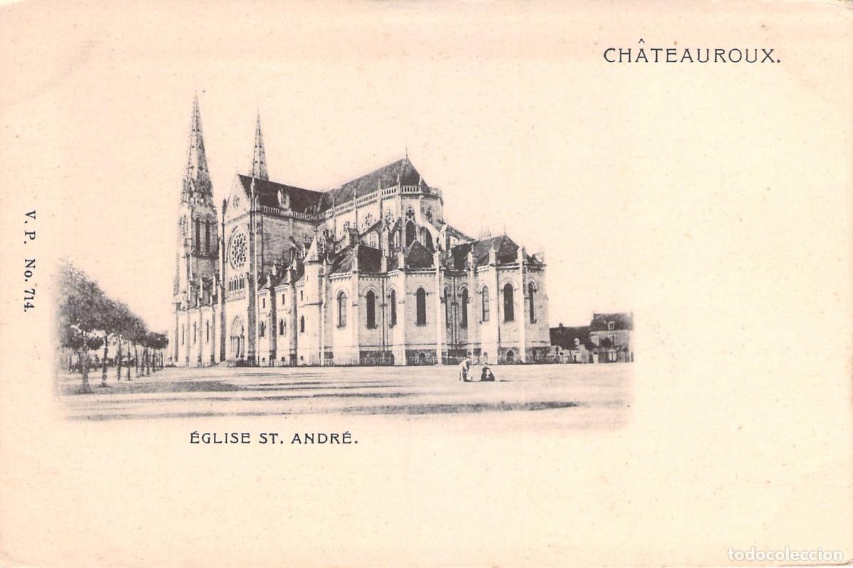 Postais: Postal de la Iglesia de Saint-Andre en Chateauroux, Francia