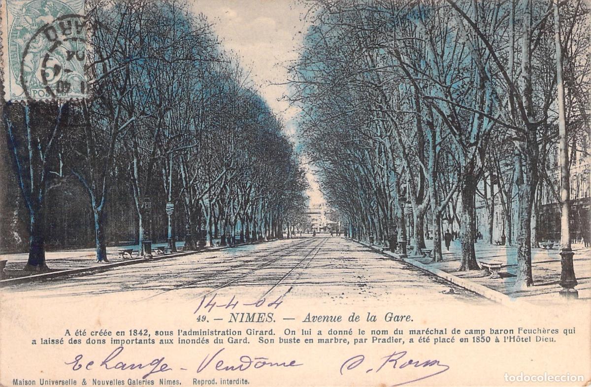 Postkarten: Postal de Avenue de la Gare en Nimes, Francia