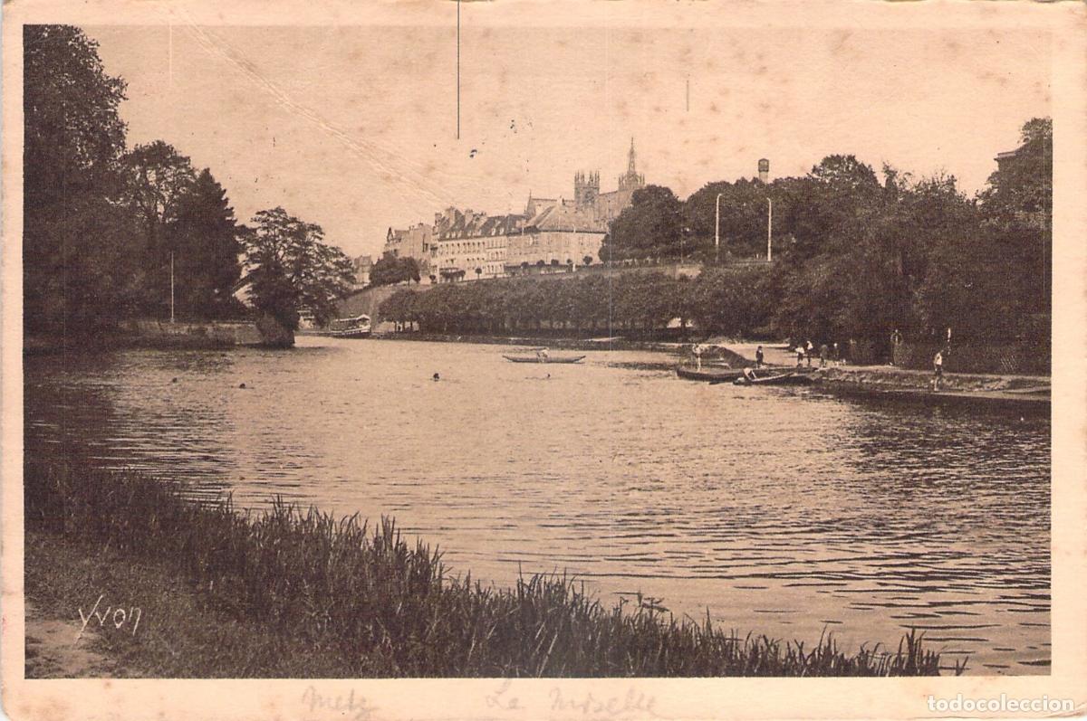 Postais: Postal de Metz y el R&iacute;o Mosela con Catedral al fondo