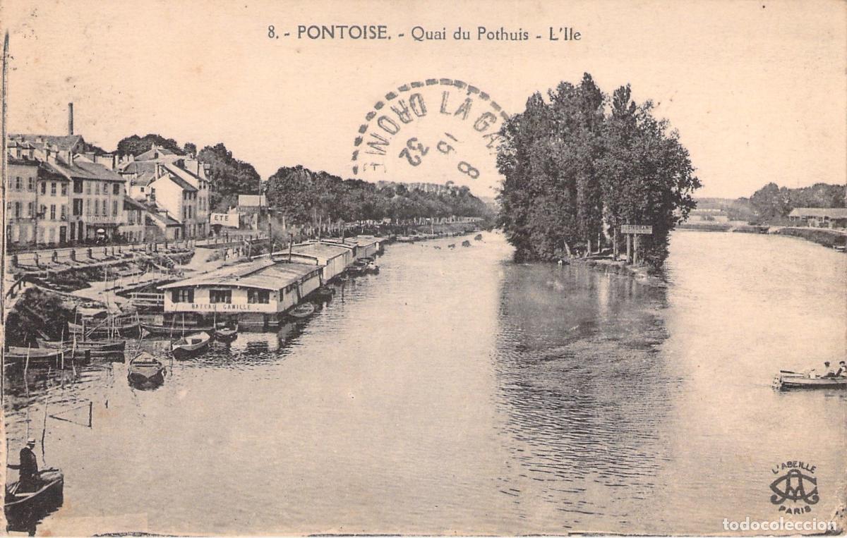 Postais: Postal de Pontoise Quai du Pothuis y el r&iacute;o