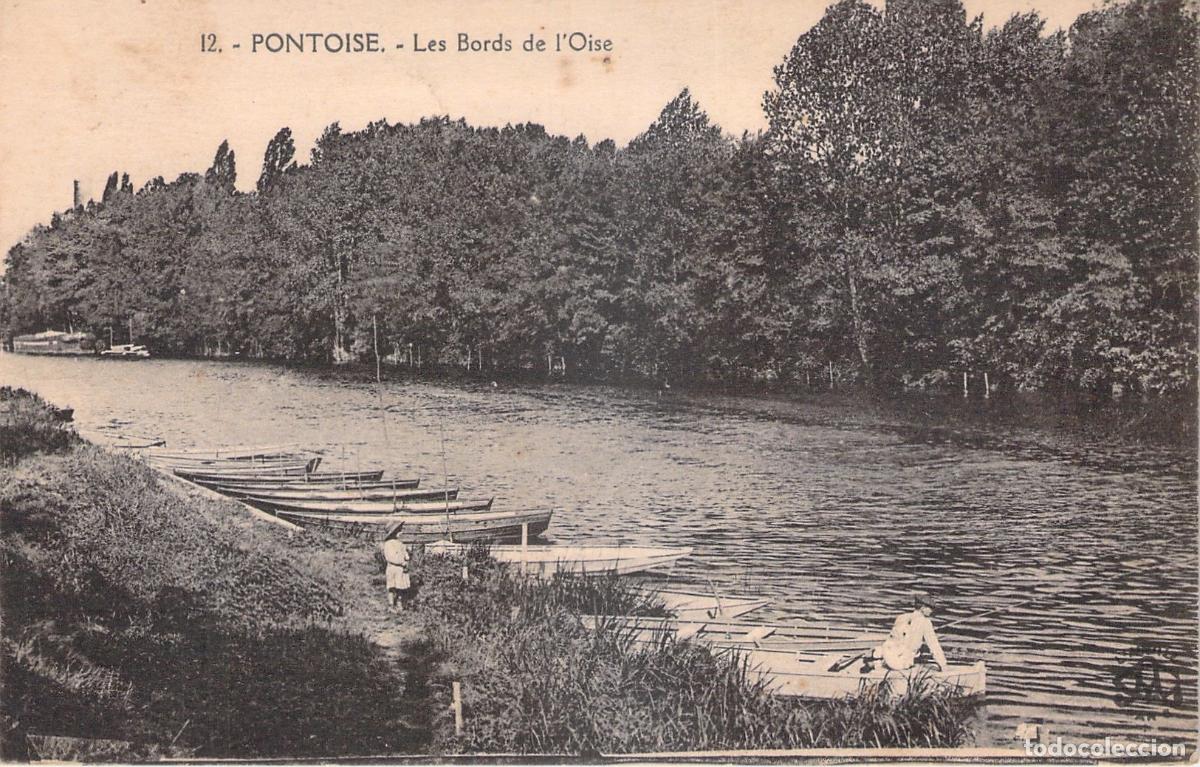 Postais: Postal de Pontoise con los bancos del r&iacute;o Oise