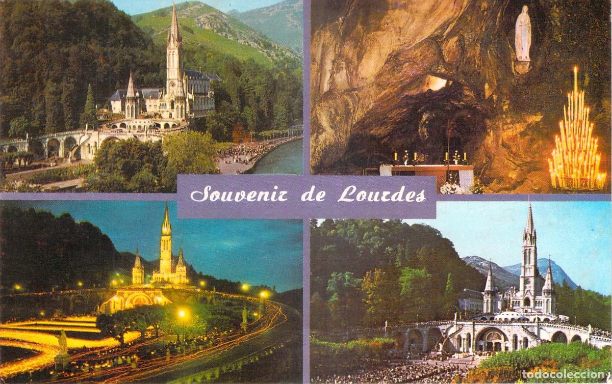 Postkarten: Postal de Lourdes Francia Bas&iacute;lica y Gruta Escena M&uacute;ltiple